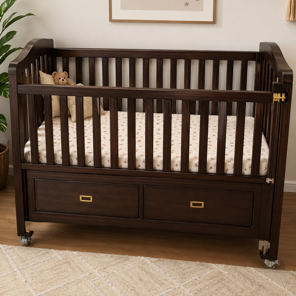 Premium Imported Wood Baby Crib with Storage